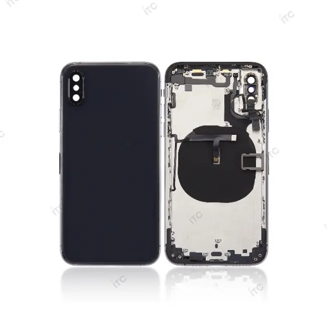  iPhone XS バックガラス(フレーム一体型) 互換品  黒