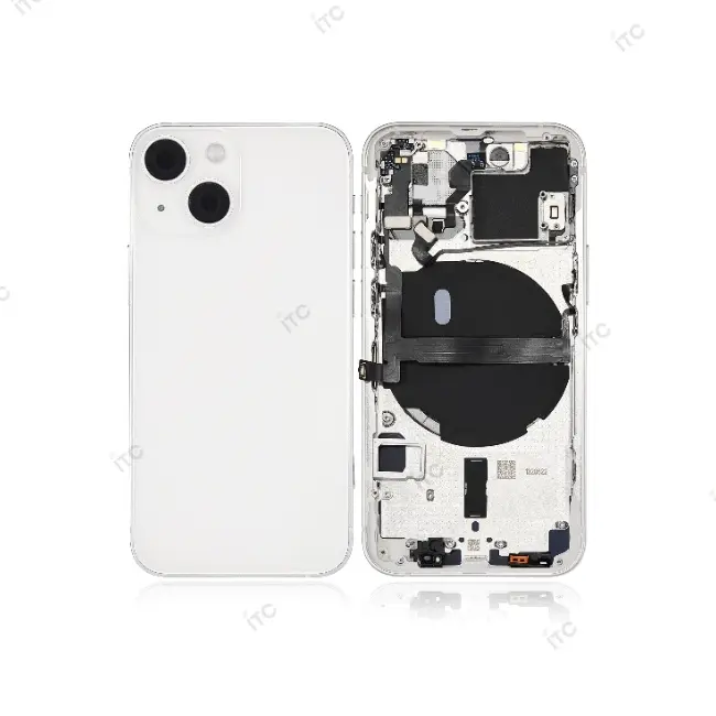  iPhone 13mini バックガラス(フレーム一体型) 互換品 白