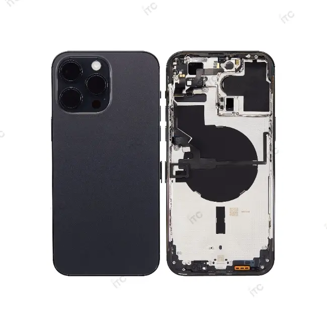 iPhone 14 Pro Max バックガラス(フレーム一体型) 互換品 黒