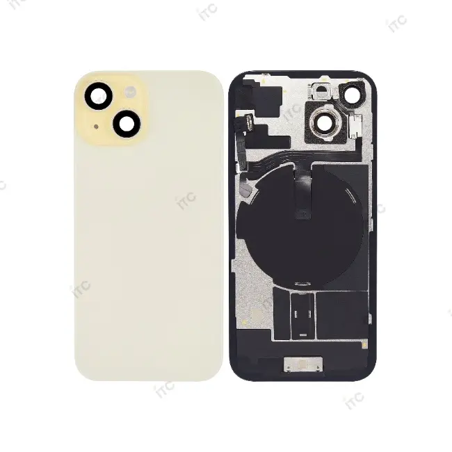iPhone 15  バックガラス 互換品（レンズ＆MagSafe付き） イエロー ロゴなし