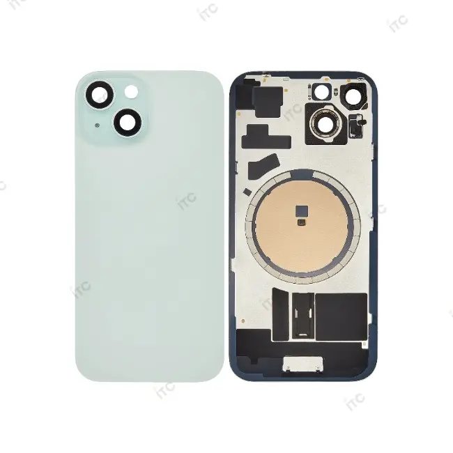 iPhone 15  バックガラス 互換品（レンズ＆MagSafe付き） 緑 ロゴなし