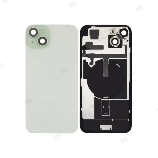 iPhone 15 Plus  バックガラス 互換品（レンズ＆MagSafe付き） 緑 ロゴなし