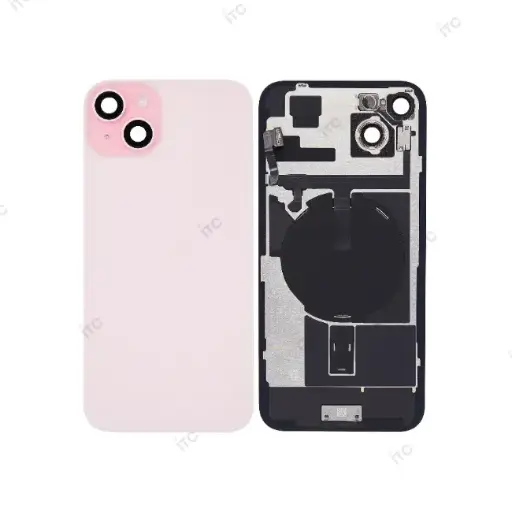 iPhone 15 Plus  バックガラス 互換品（レンズ＆MagSafe付き） ピンク ロゴなし