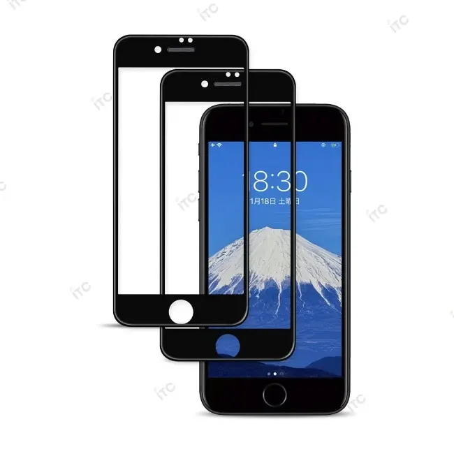 iPhone 7P-8P ガラスフィルム ソフト 黒