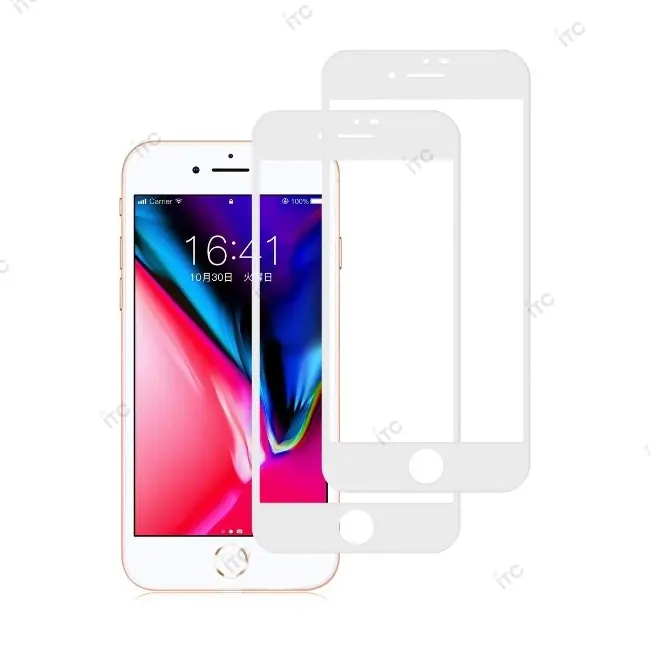 iPhone 7P-8P ガラスフィルム ハード 白