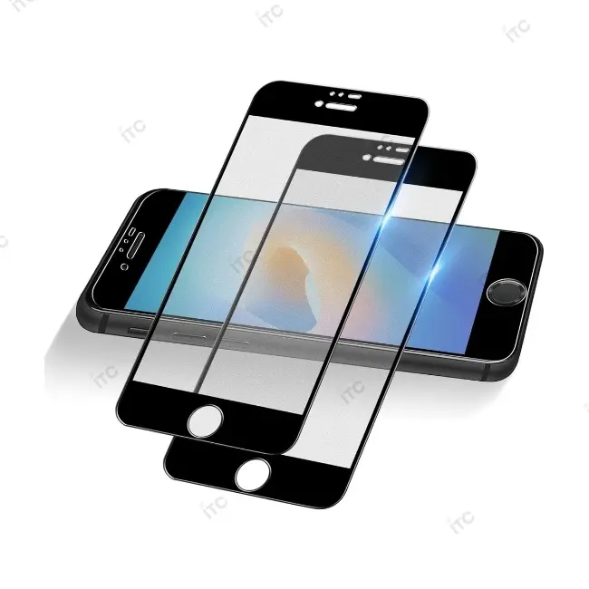 iPhone 7P-8P ガラスフィルム ハード 黒