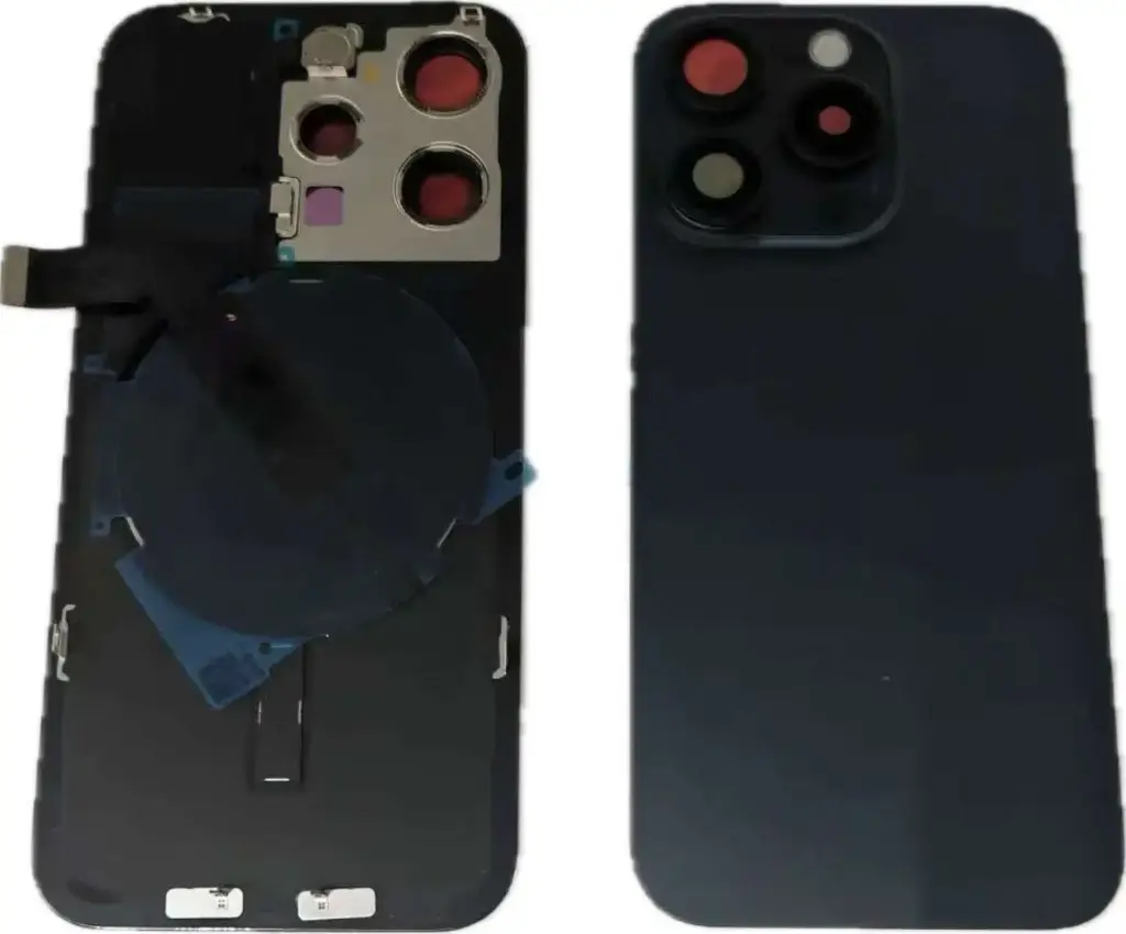 iPhone 15Pro  バックガラス 互換品（レンズ＆MagSafe付き）青 ロゴなし