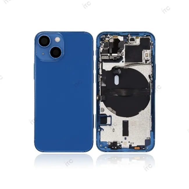 iPhone 13mini バックガラス(フレーム一体型) 互換品 ブルー