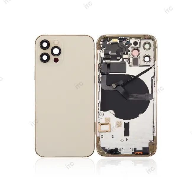 iPhone 12 Pro バックガラス(フレーム一体型) 互換品 ゴールド