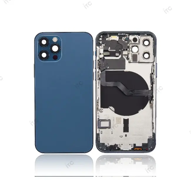 iPhone 12 Pro バックガラス(フレーム一体型) 互換品 ブルー 