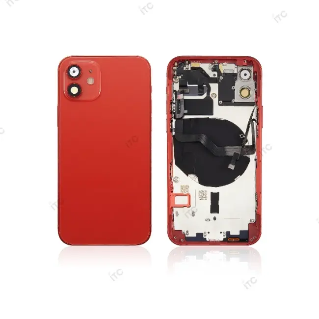 iPhone 12 バックガラス(フレーム一体型) 互換品 レッド