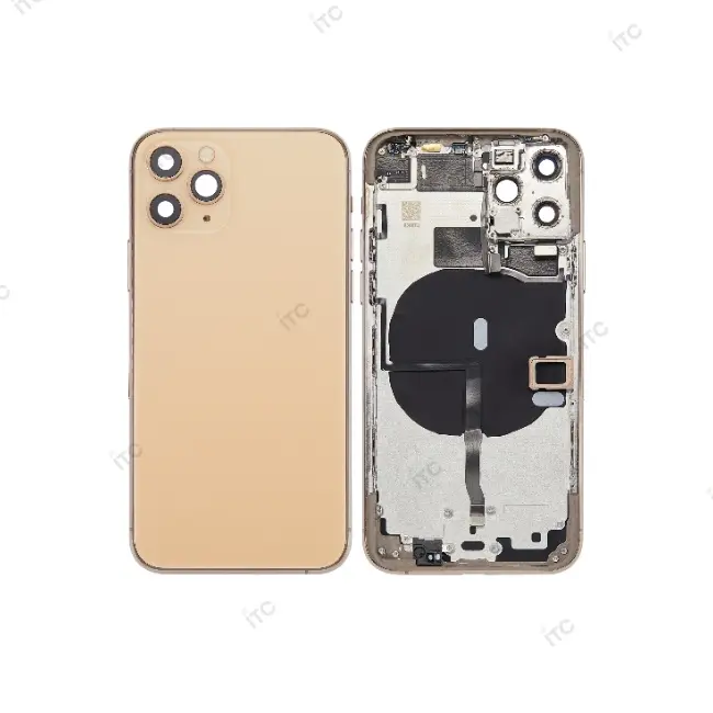 iPhone 11 Pro バックガラス(フレーム一体型) 互換品 ゴールド