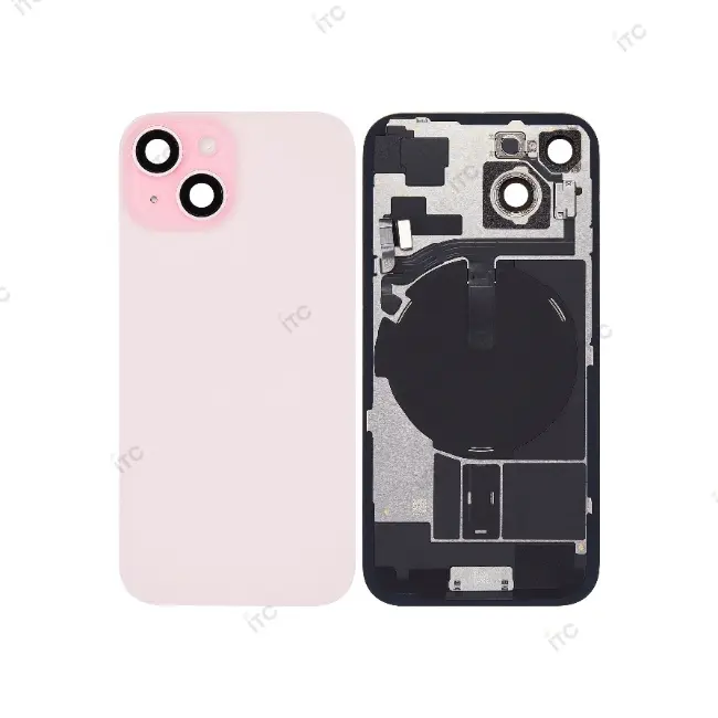 iPhone 15  バックガラス 互換品（レンズ＆MagSafe付き） ピンク