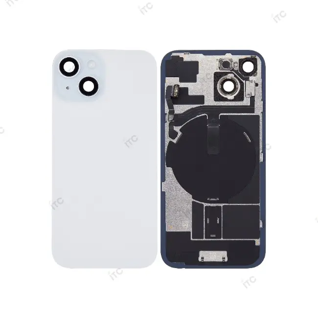 iPhone 15  バックガラス 互換品（レンズ＆MagSafe付き）青