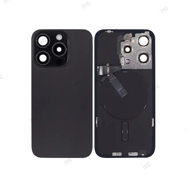 iPhone 15Pro  バックガラス 互換品（レンズ＆MagSafe付き）黒