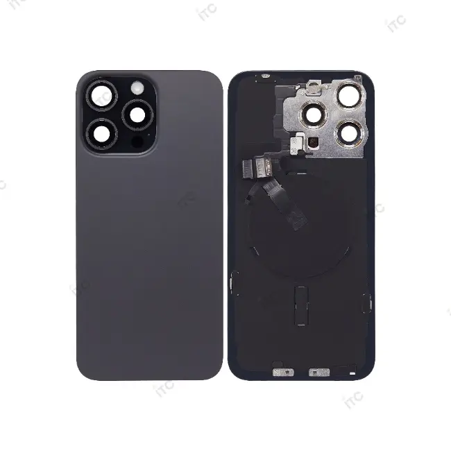 iPhone 15ProMax バックガラス 互換品（レンズ＆MagSafe付き）黒