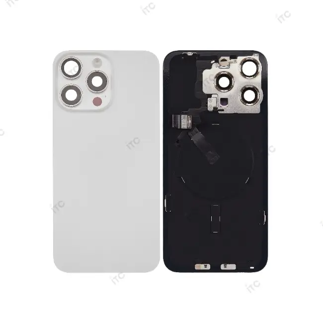 iPhone 15ProMax バックガラス 互換品（レンズ＆MagSafe付き）白