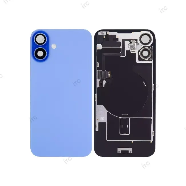 iPhone 16 バックガラス 互換品（レンズ＆MagSafe付き）青