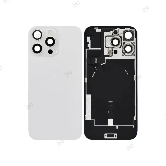 iPhone 16ProMax  バックガラス 互換品 （レンズ付き）白
