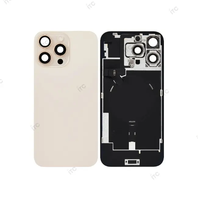 iPhone 16ProMax  バックガラス 互換品（レンズ＆MagSafe付き）ゴールド