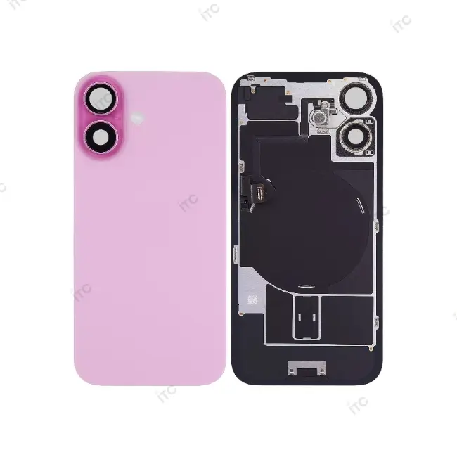 iPhone 16Plus  バックガラス 互換品（レンズ＆MagSafe付き） ピンク