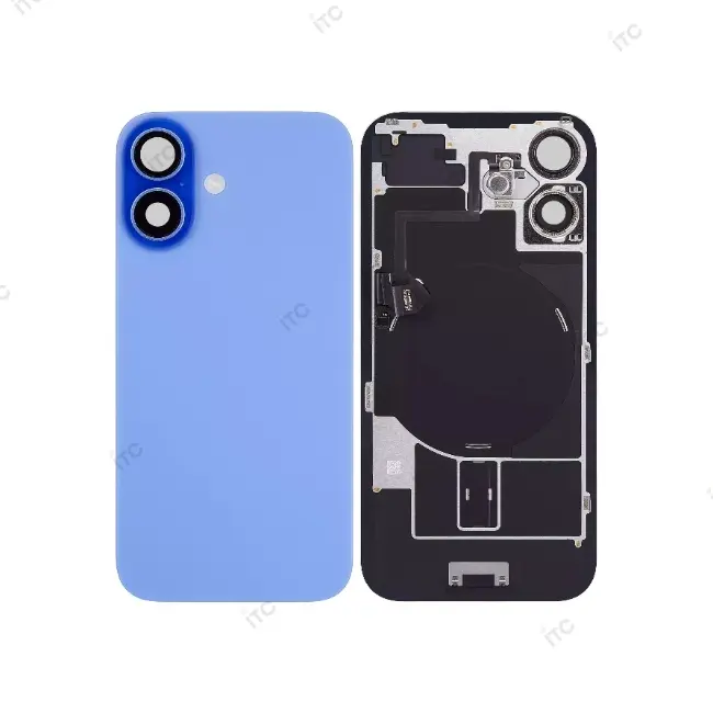 iPhone 16Plus  バックガラス 互換品（レンズ＆MagSafe付き）青