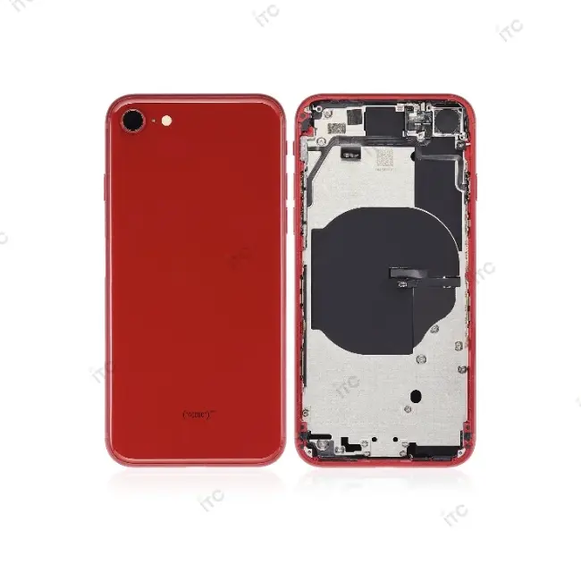 iPhoneSE3バックガラス(フレーム一体型)互換品レッド