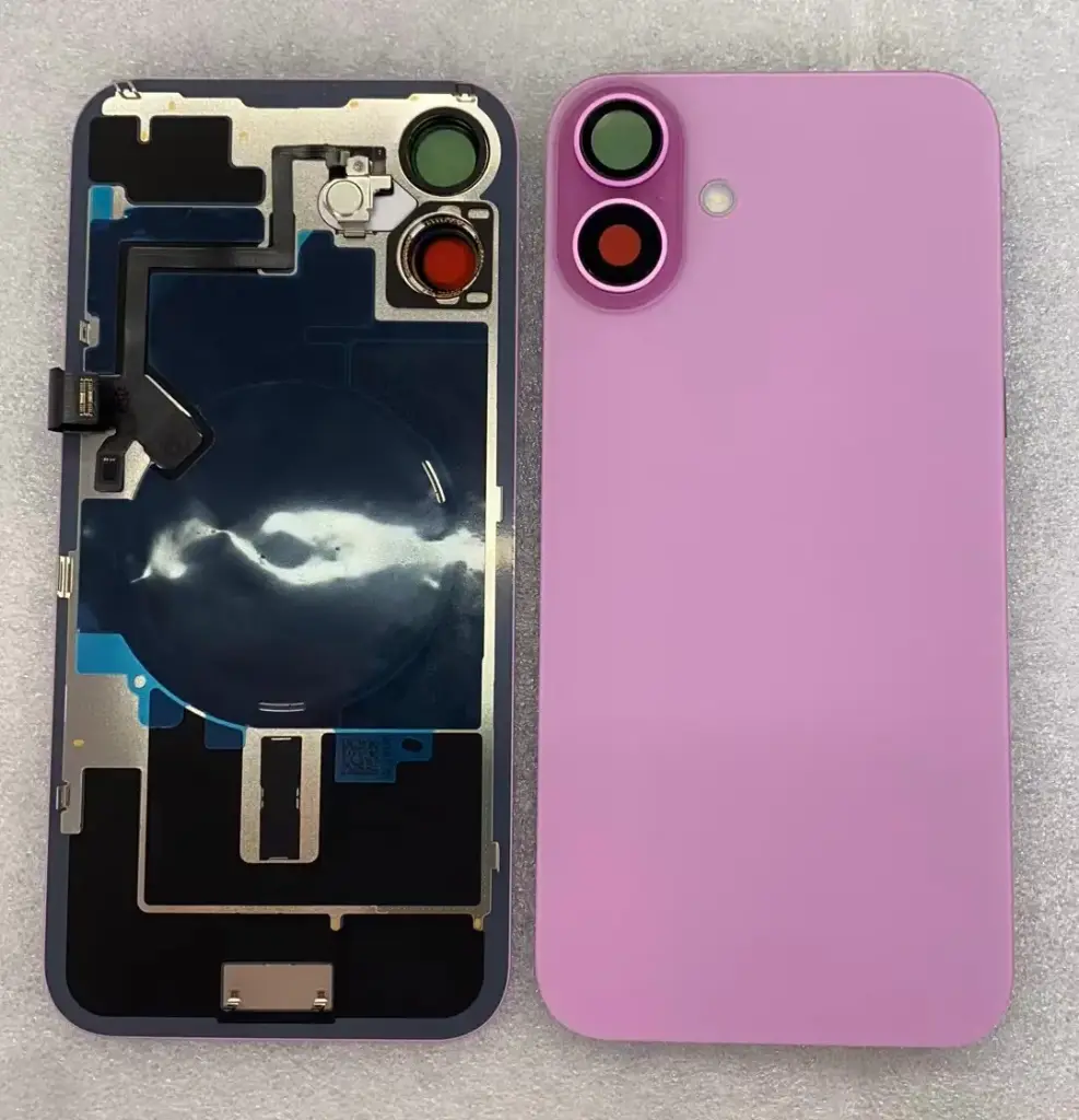 iPhone16Plusバックガラス互換品（レンズ＆MagSafe付き）ピンク ロゴなし