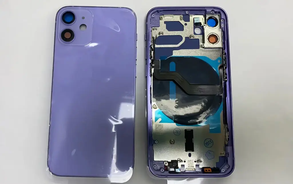 iPhone 12mini バックガラス(フレーム一体型)互換品 パープル ロゴなし