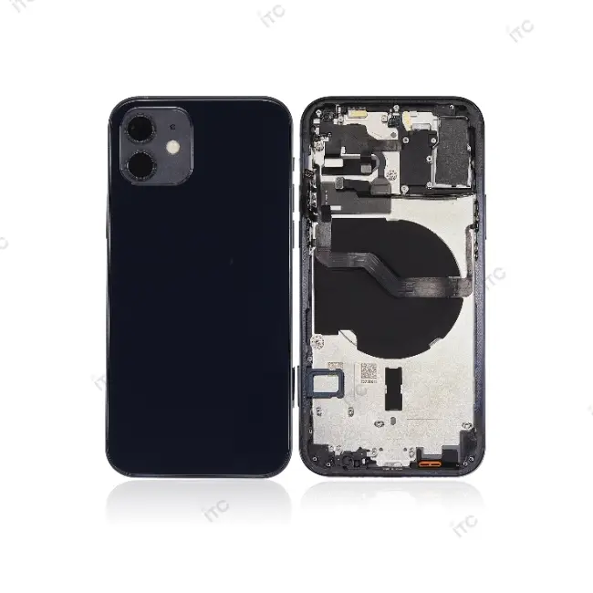 iPhone 12 バックガラス(フレーム一体型) 互換品 黒