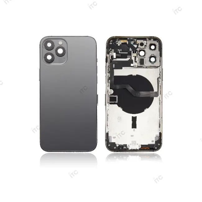 iPhone 12 Pro Max バックガラス(フレーム一体型) 互換品 黒