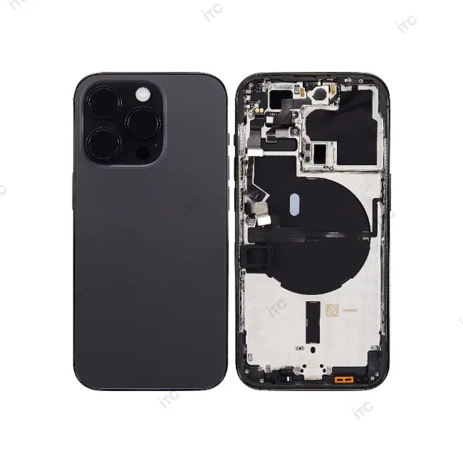 iPhone 14 Pro バックガラス(フレーム一体型) 互換品 黒