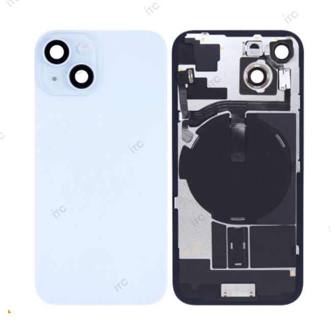 iPhone 15  バックガラス 互換品（レンズ＆MagSafe付き）青 ロゴなし