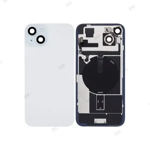 iPhone 15 Plus  バックガラス 互換品（レンズ＆MagSafe付き）青 ロゴなし