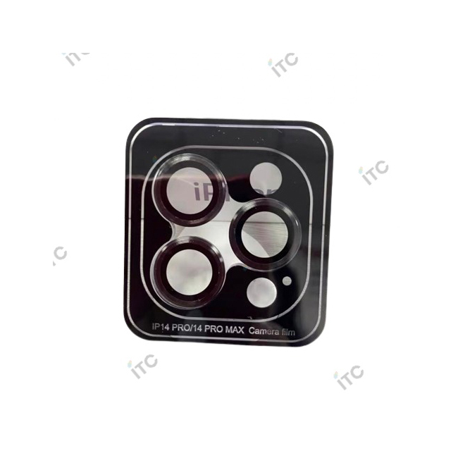 iPhone 14Pro-14ProMax カメラレンズ強化ガラス 黒