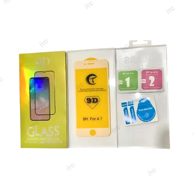 iPhone 7G-8G  9Dガラスフィルム(パッケージ＋クリーニングキット付) 白