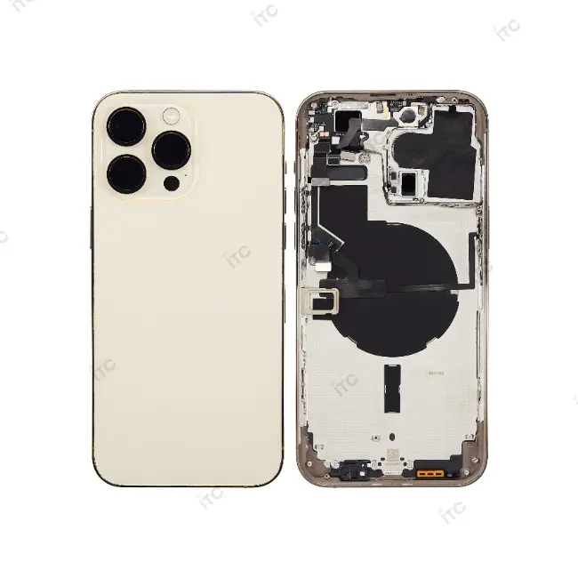 iPhone 14 Pro Max バックガラス(フレーム一体型) 互換品 ゴールド