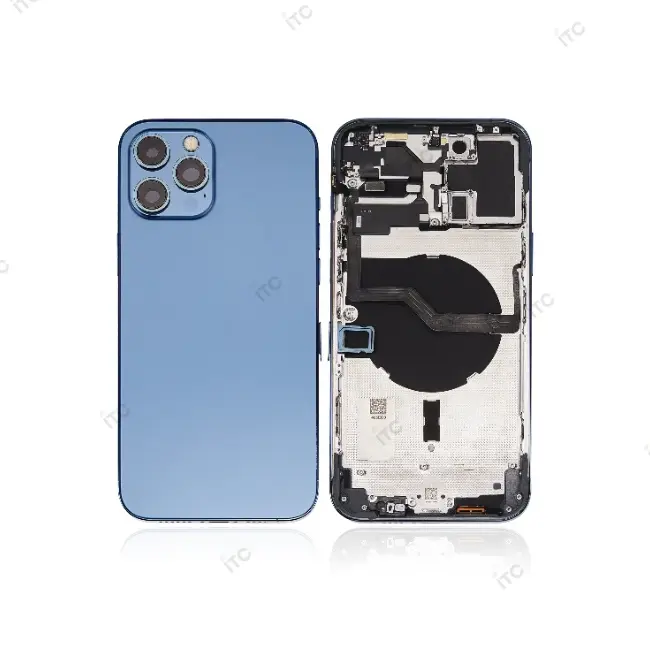 iPhone 12 Pro Max バックガラス(フレーム一体型) 互換品 ブルー