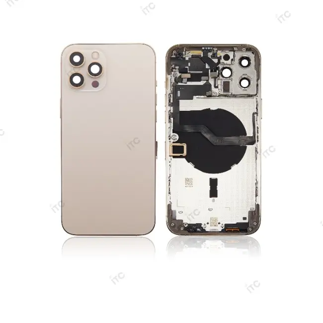 iPhone 12 Pro Max バックガラス(フレーム一体型) 互換品 ゴールド