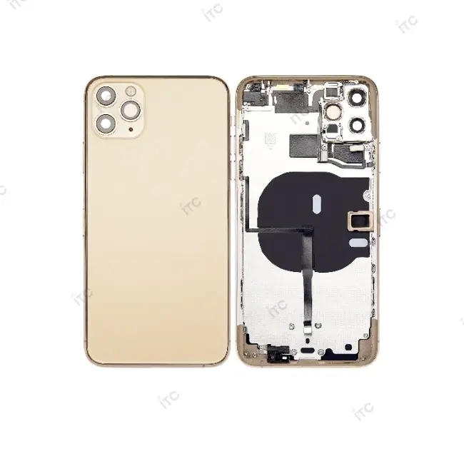 iPhone 11 Pro Max バックガラス(フレーム一体型) 互換品 ゴールド