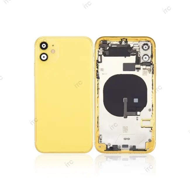 iPhone 11 バックガラス(フレーム一体型) 互換品 イエロー
