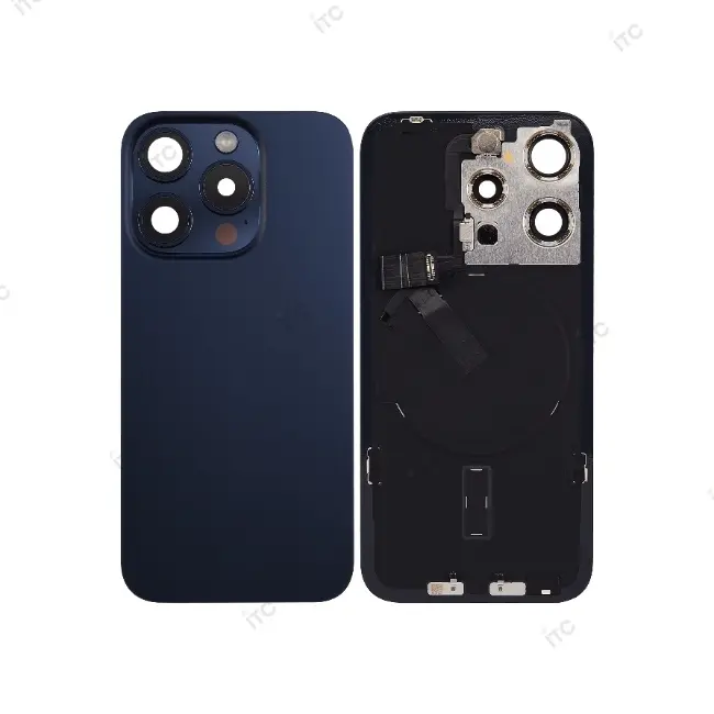 iPhone 15Pro  バックガラス （レンズ＆MagSafe付き）互換品 青