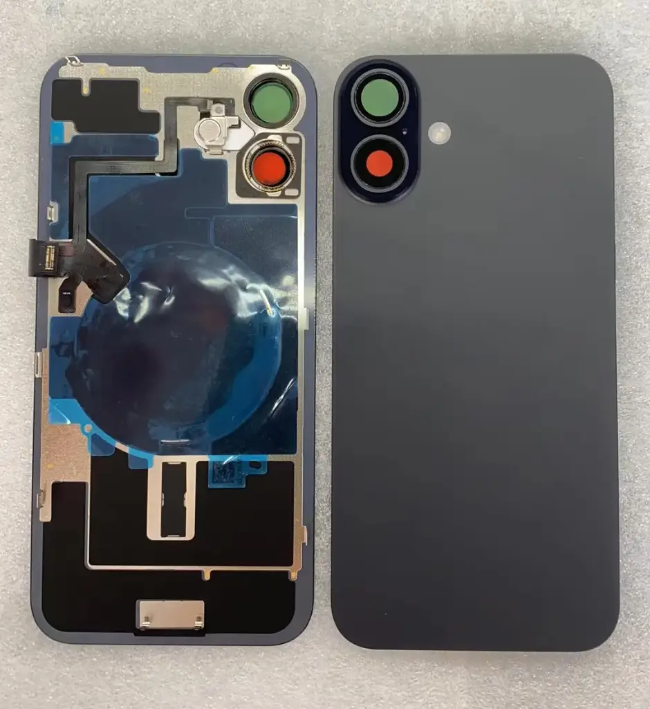 iPhone 16Plusバックガラス（レンズ＆MagSafe付き）互換品 黒 ロゴなし