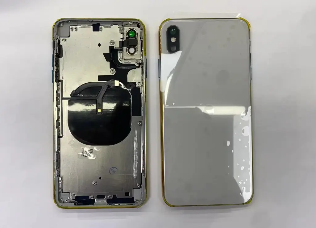 iPhone XsMax バックガラス(フレーム一体型) 互換品 白 ロゴなし