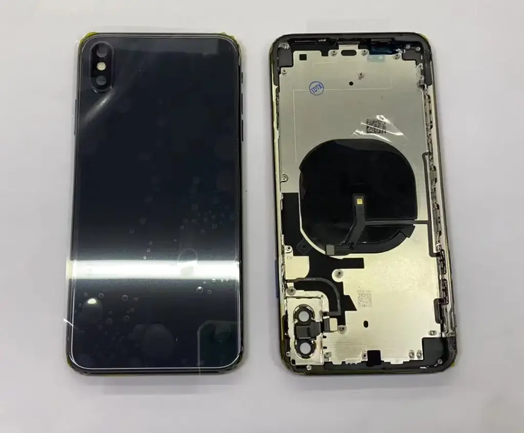 iPhone XsMax バックガラス(フレーム一体型) 互換品 黒 ロゴなし