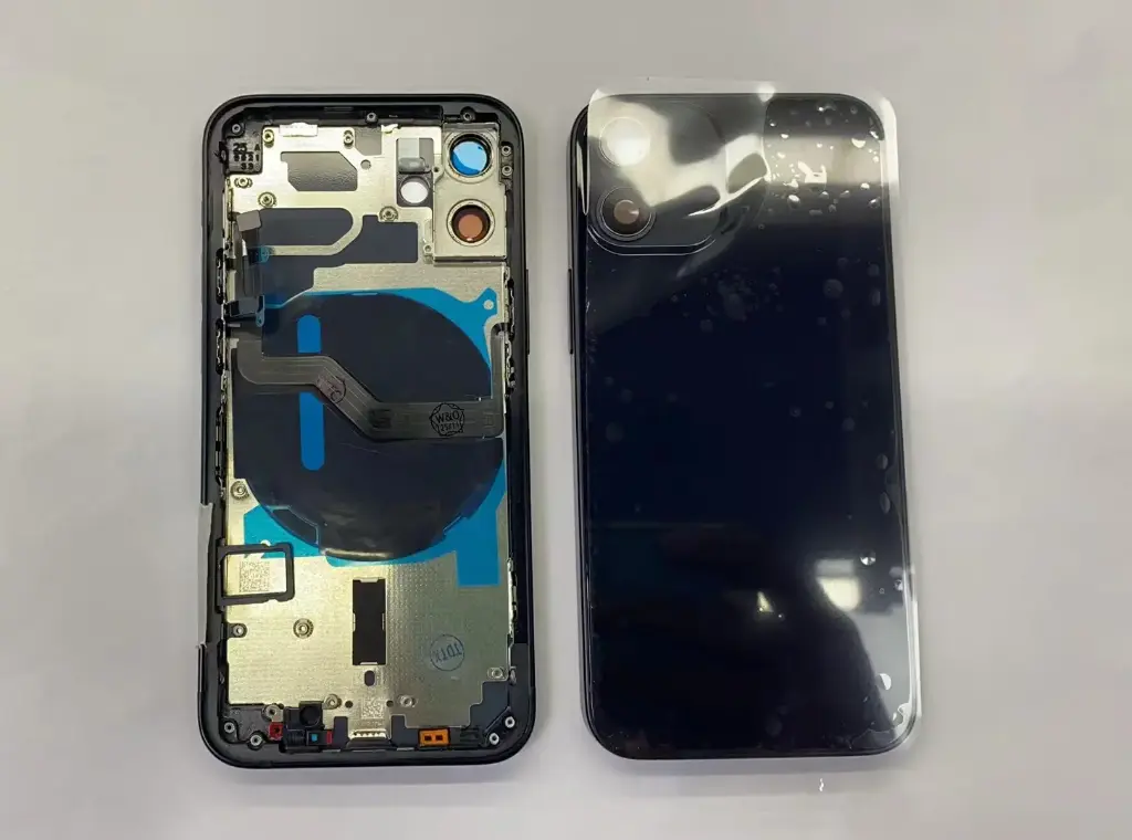 iPhone 12mini バックガラス(フレーム一体型)互換品 黒 ロゴなし