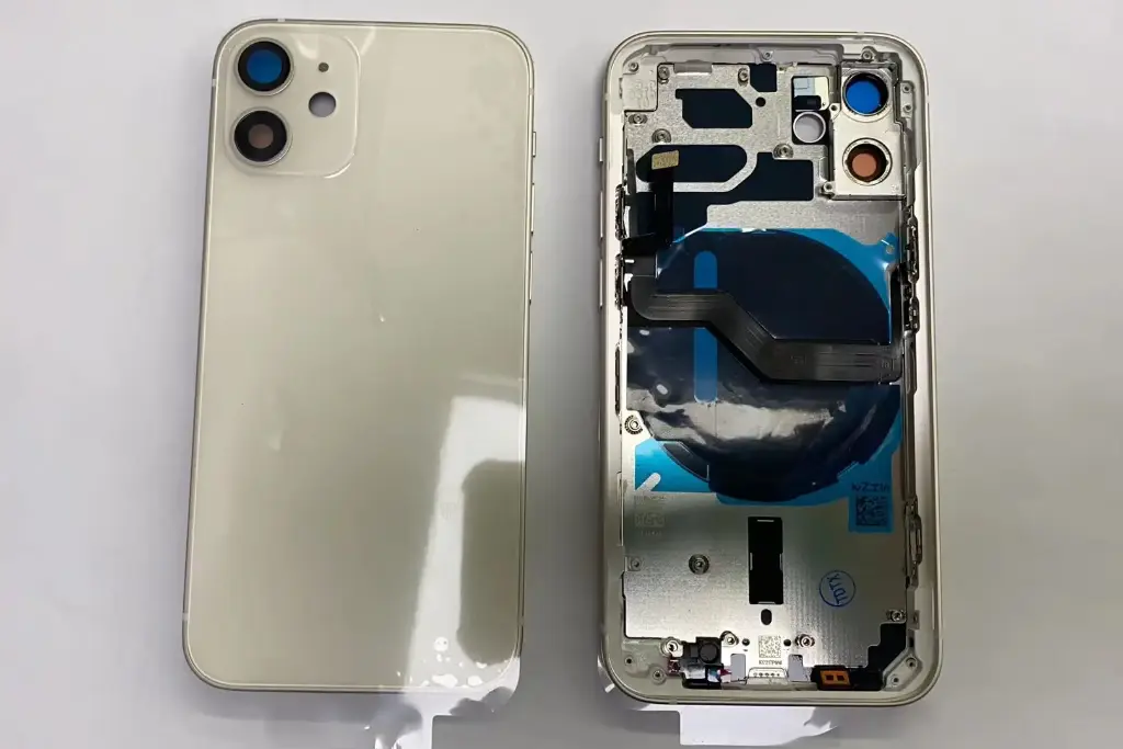 iPhone 12mini バックガラス(フレーム一体型)互換品 白 ロゴなし