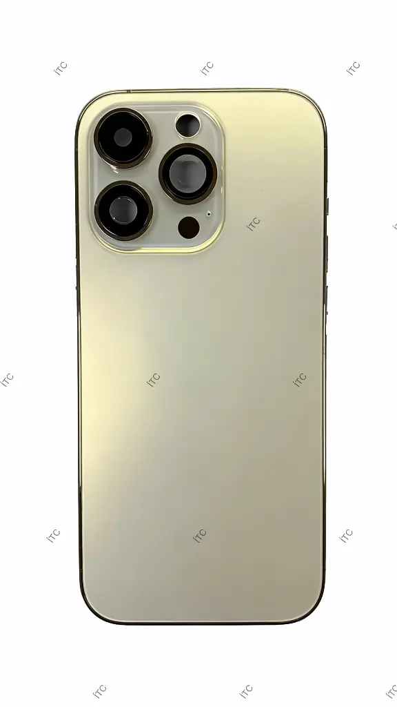 iPhone 14Pro バックガラス(フレーム一体型)互換品 ゴールド ロゴなし
