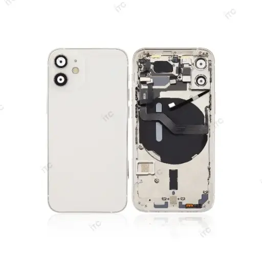 [L4044]  iPhone 12mini バックガラス(フレーム一体型) 互換品 白