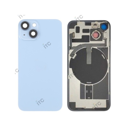 [L4093] iPhone 14  バックガラス 互換品（レンズ＆MagSafe付き）青 ロゴなし